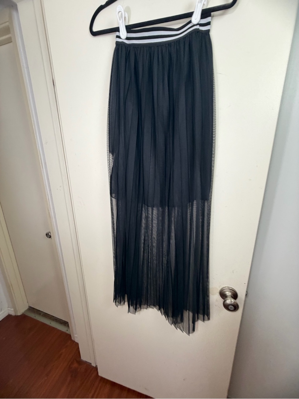 ViCOLO Black Tulle Mesh Pleated SemiSheer Layered Striped Balletcore Skirt NWOT - Picture 9 of 13